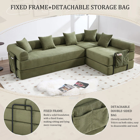 Convertible Folding Corduroy Memory Foam Sofa Bed - Omega Lifestyles