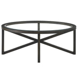 Modern Round Tempered Glass Coffee Table With Wood Base - Sleep Galleria