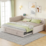 Full Upholstered L-Shaped Daybed With Twin Trundle and USB Ports - Omega Lifestyles