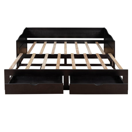 Twin Extendable Solid Wood Daybed With Trundle Drawers - Omega Lifestyles