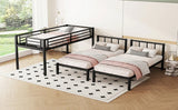 Metal Twin Over Twin Triple Bunk Bed With Guardrails - Omega Lifestyles