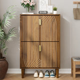 Modern Minimalist Brown Shoe Storage Cabinet With Flip Doors - Omega Lifestyles