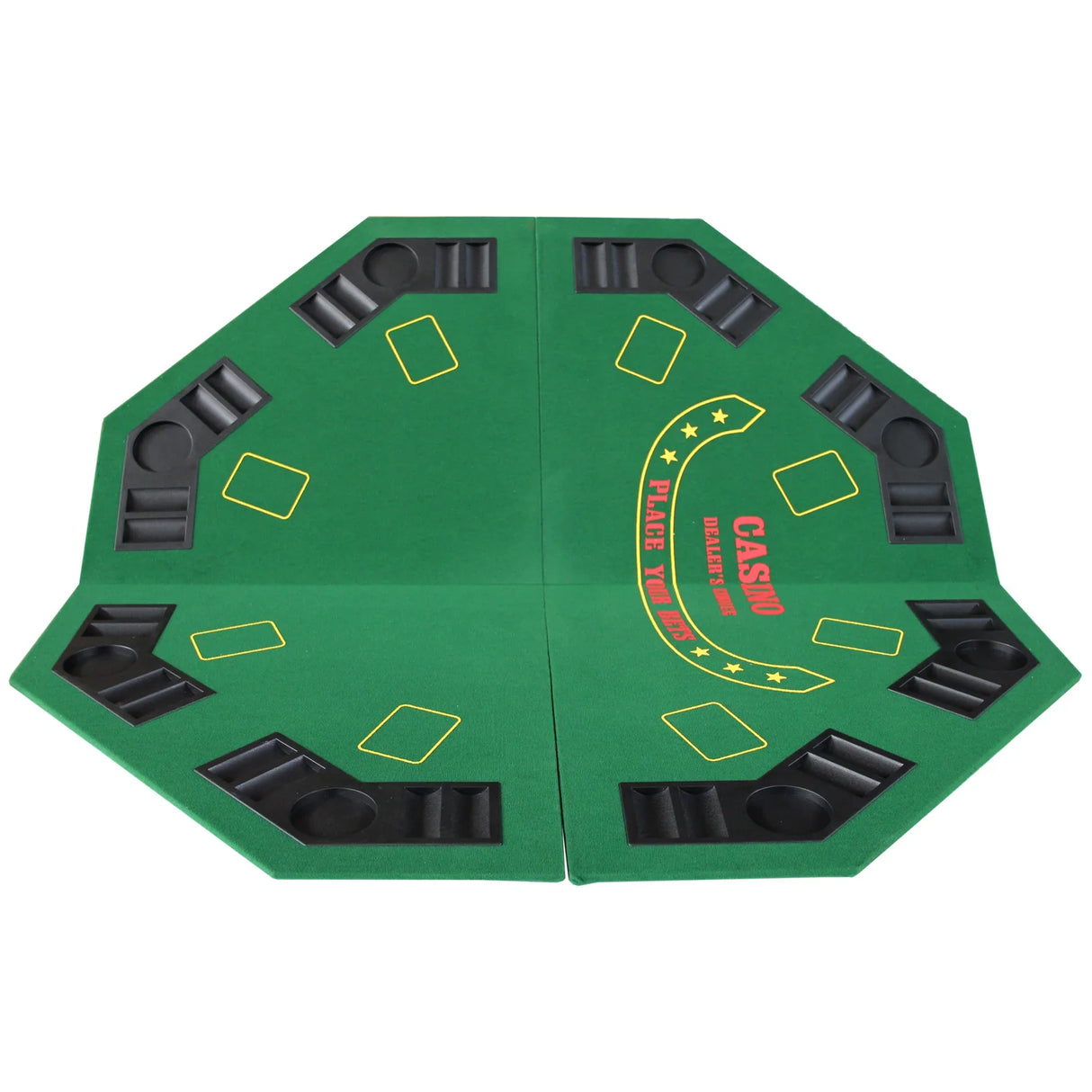 Folding Octagon 48-Inch Poker Tabletop With Cup Holders - Omega Lifestyles