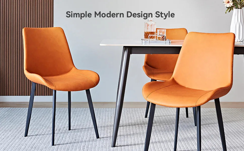 2-Piece Grey PU Leather Dining Chairs With Metal Legs - Omega Lifestyles