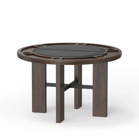5-Piece Walnut Wood Dining Table and Game Set - Omega Lifestyles