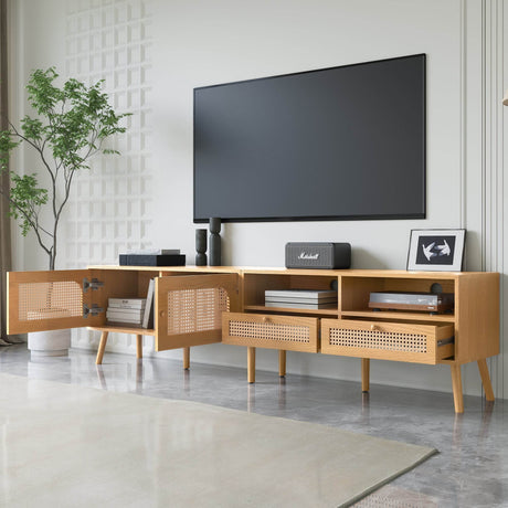 Boho Farmhouse Solid Wood TV Stand Cabinet - Sleep Galleria