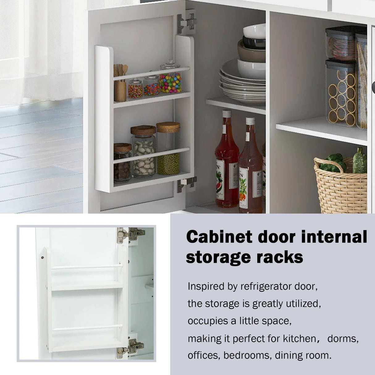 Kitchen Cart With Rubber Wood Drop-Leaf Countertop Storage - Omega Lifestyles