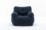 Soft Teddy Fabric Tufted Foam Bean Bag Chair Dark Blue - Omega Lifestyles