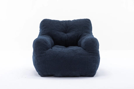 Soft Teddy Fabric Tufted Foam Bean Bag Chair Dark Blue - Omega Lifestyles