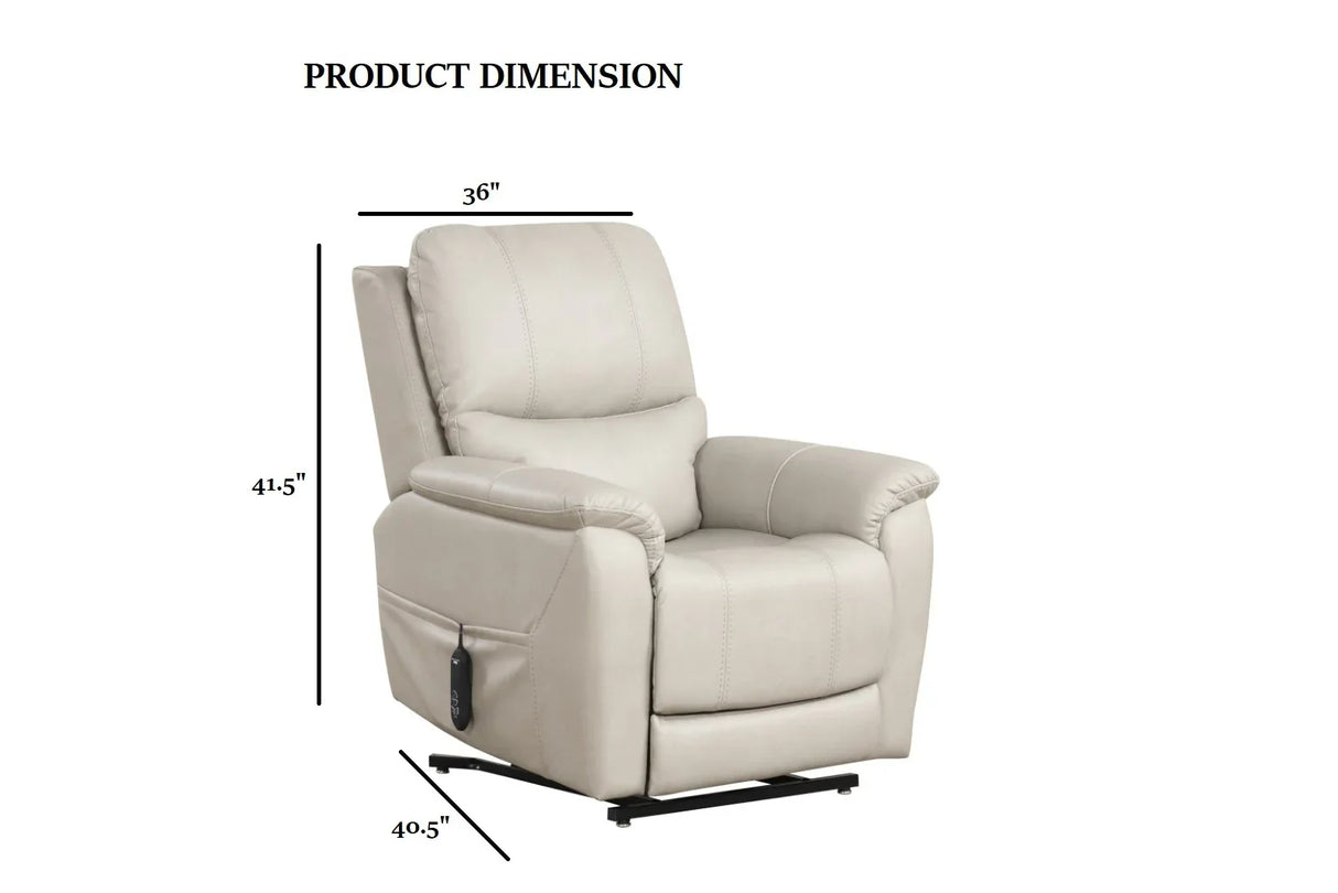 Contemporary Style Lift Chair Aesthetic Design Saddle Arms Wired Controller USB Port Steel Seat Box Light Gray Finish - Omega Lifestyles