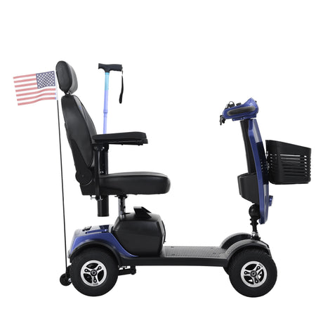 Outdoor Compact Blue 4-Wheel Mobility Scooter With USB Charger - Omega Lifestyles