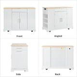 Fluted Rubber Wood Kitchen Island With Tilt-Out Trash Can - Omega Lifestyles