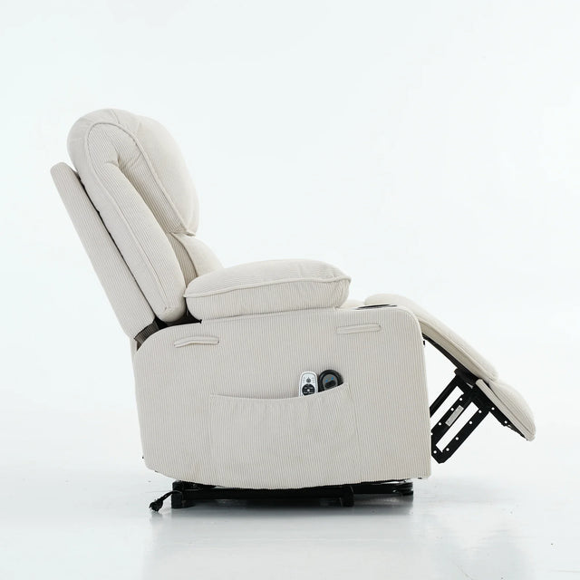 Ivory Remote-Controlled Heated Massage Assistive Recliner - Omega Lifestyles