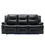 3-Seater Manual Recliner Chair Leather Gel With LED Lights - Omega Lifestyles