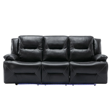 3-Seater Manual Recliner Chair Leather Gel With LED Lights - Omega Lifestyles