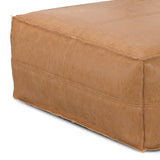 Extra Large Distressed Brown Vegan Faux Leather Pouf - Omega Lifestyles