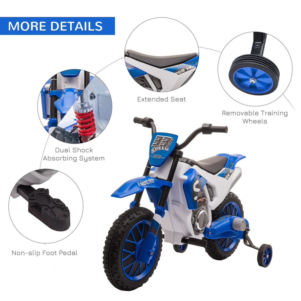 12V Battery-Powered Kids Electric Ride-On Motorcycle Toy - Omega Lifestyles