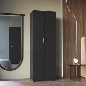 Black Wengue Rectangular Armoire With Three Shelves - Omega Lifestyles