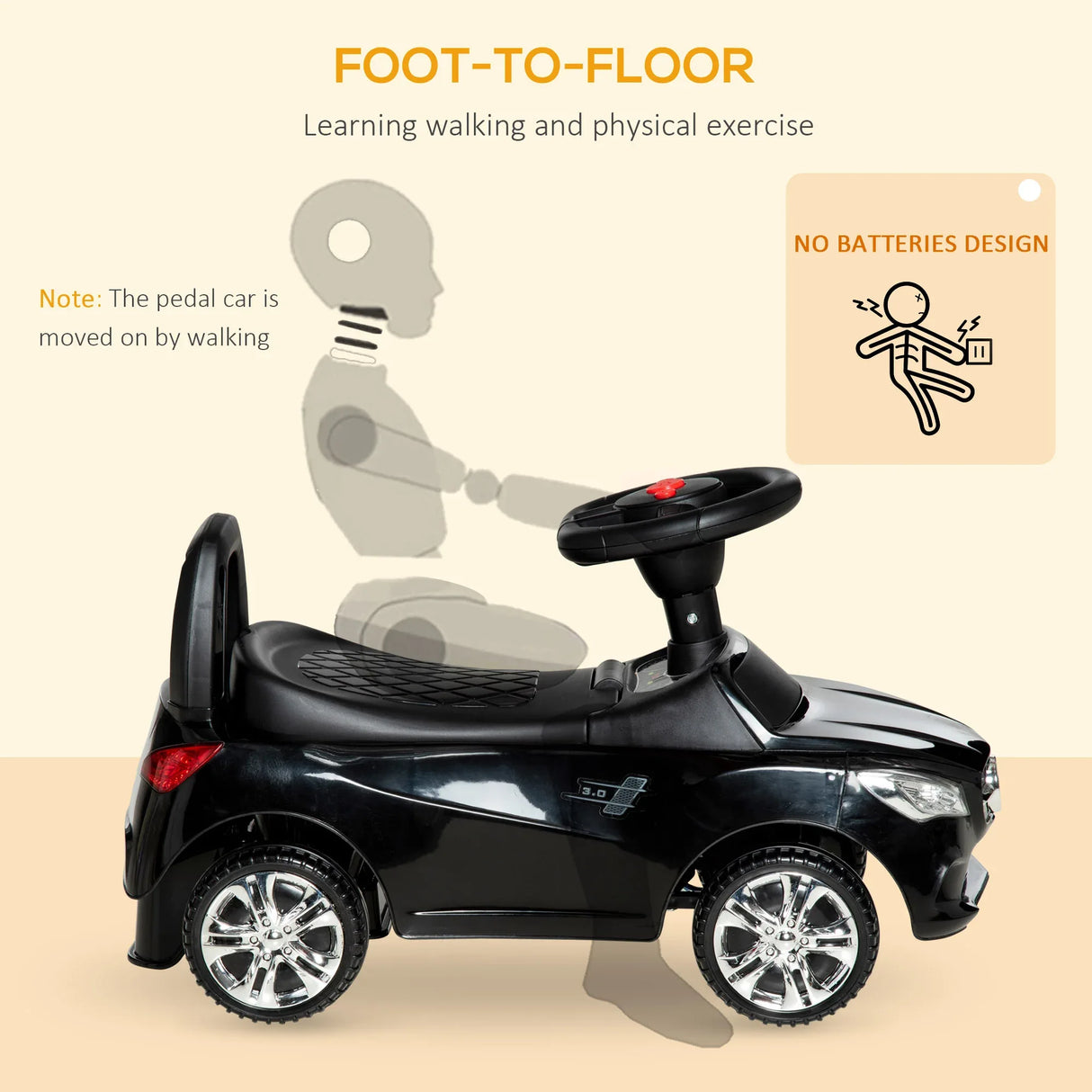 Toddler Foot-to-Floor Ride-On Push Car With Horn - Omega Lifestyles