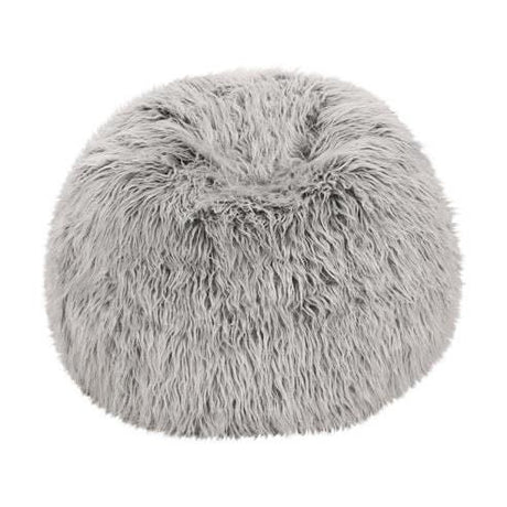 Silver Gray Faux Fur Modern Glam Bean Bag Chair - Omega Lifestyles