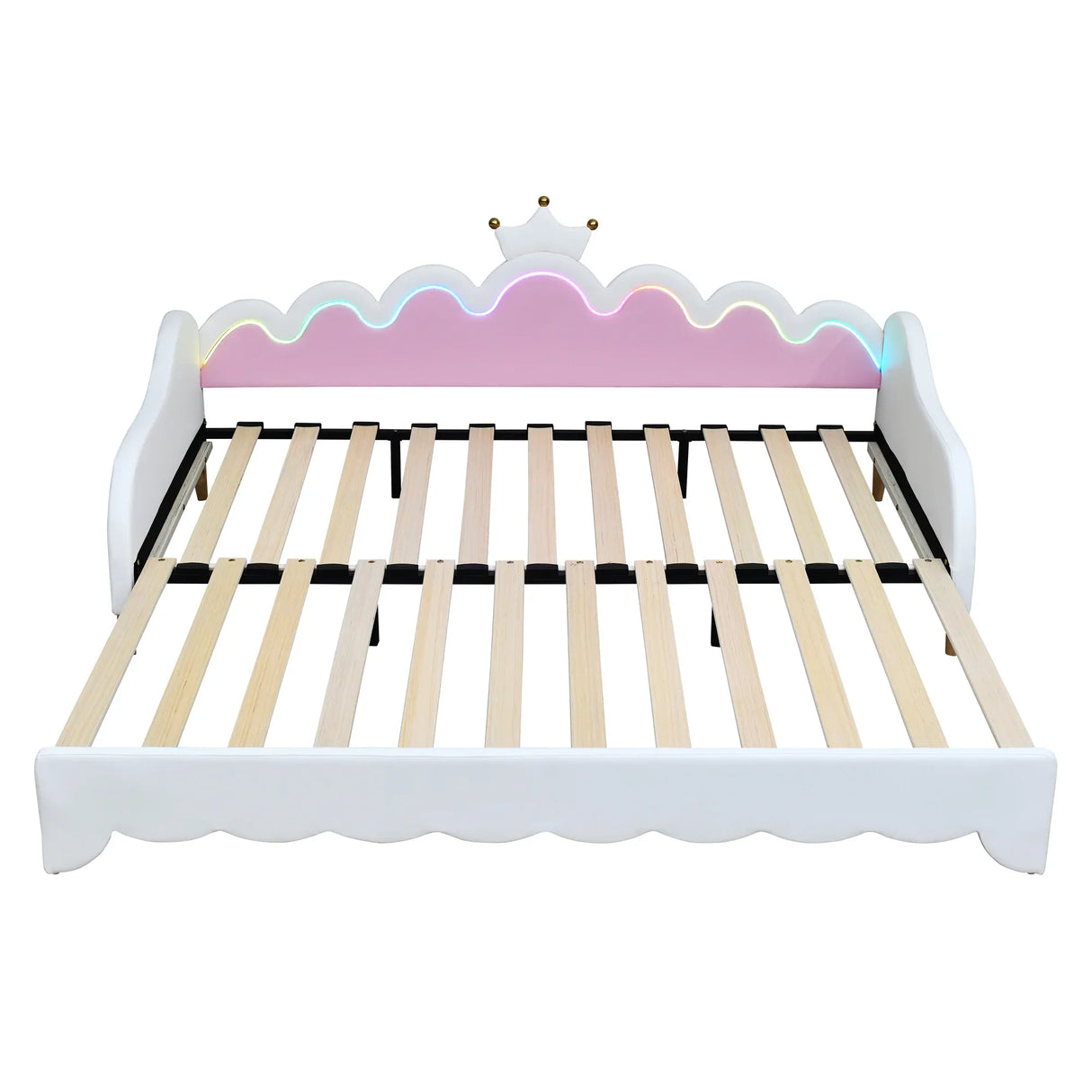 Twin Extending Upholstered Princess Daybed With LED Lights - Omega Lifestyles