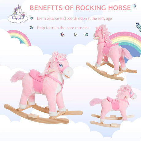 Kids Plush Rocking Horse Toy With Realistic Sounds - Omega Lifestyles