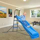 7-Foot Kids Freestanding Blue Plastic Slide Playground - Omega Lifestyles