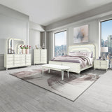 Queen Beige Solid Wood 5-Piece Bedroom Set With LED Lighting
