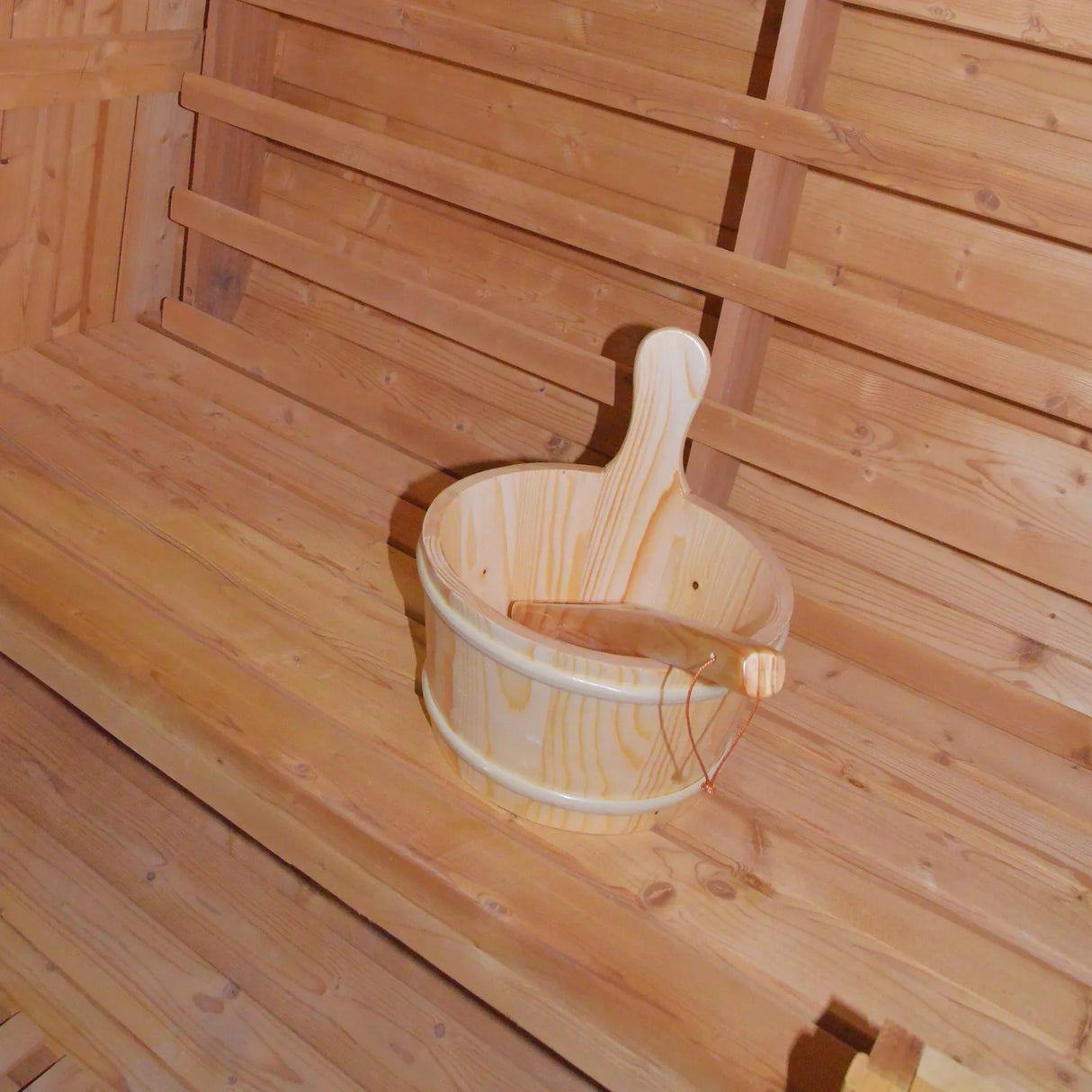 Metal Stove Heated Carbonized Spruce Wood Sauna Seat - Omega Lifestyles