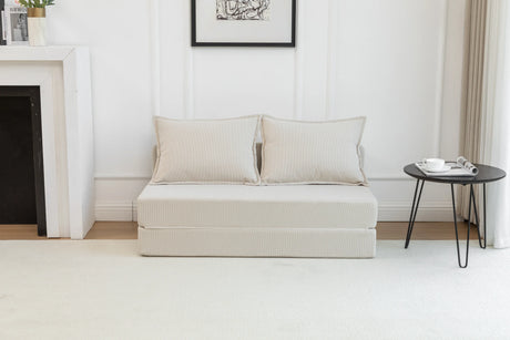 Foldable Corduroy Convertible Sofa Bed With Lumbar Pillow - Omega Lifestyles