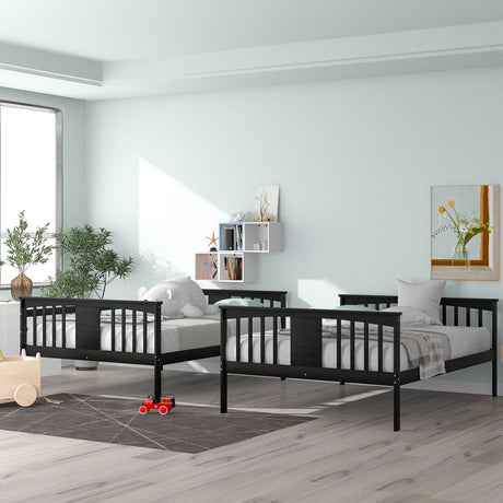 Full Over Full Solid Wood Espresso Bunk Bed - Omega Lifestyles