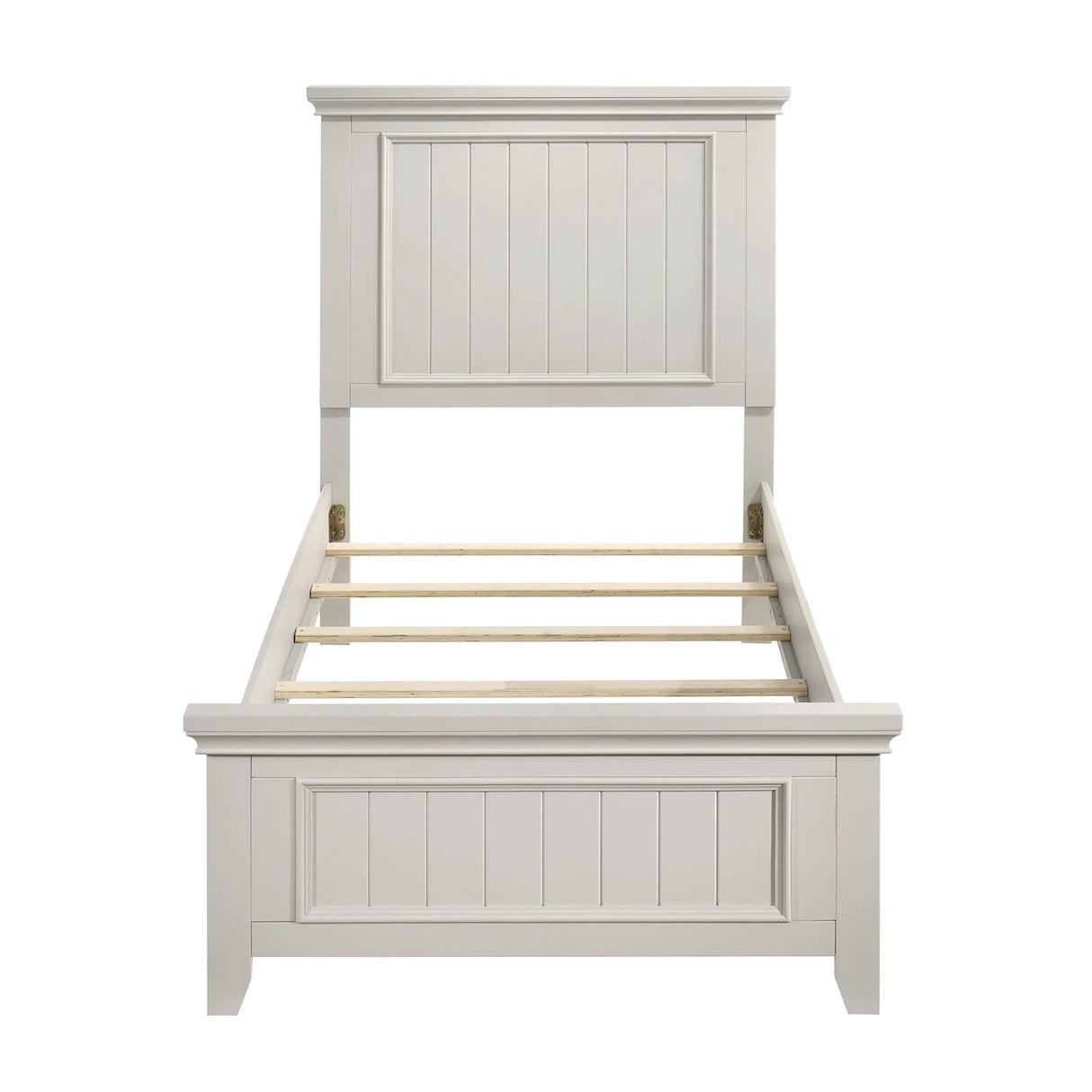 Twin Farmhouse White Wood Panel Bed Frame - Omega Lifestyles