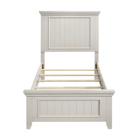 Twin Farmhouse White Wood Panel Bed Frame - Omega Lifestyles
