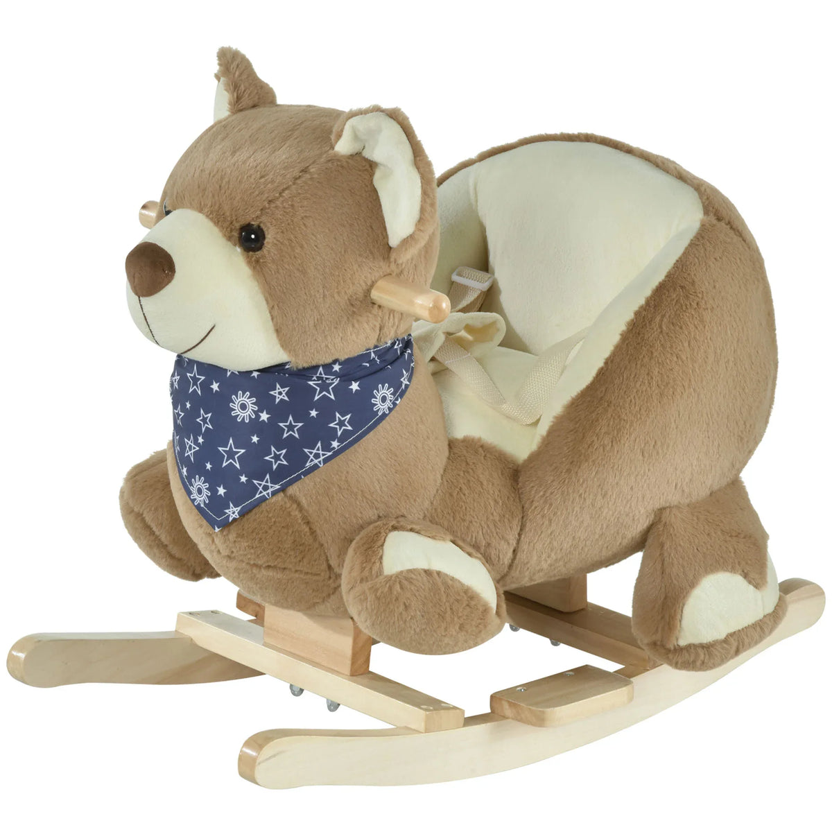 Bear Plush Toddler Rocking Horse With Lullaby and Pedals - Omega Lifestyles