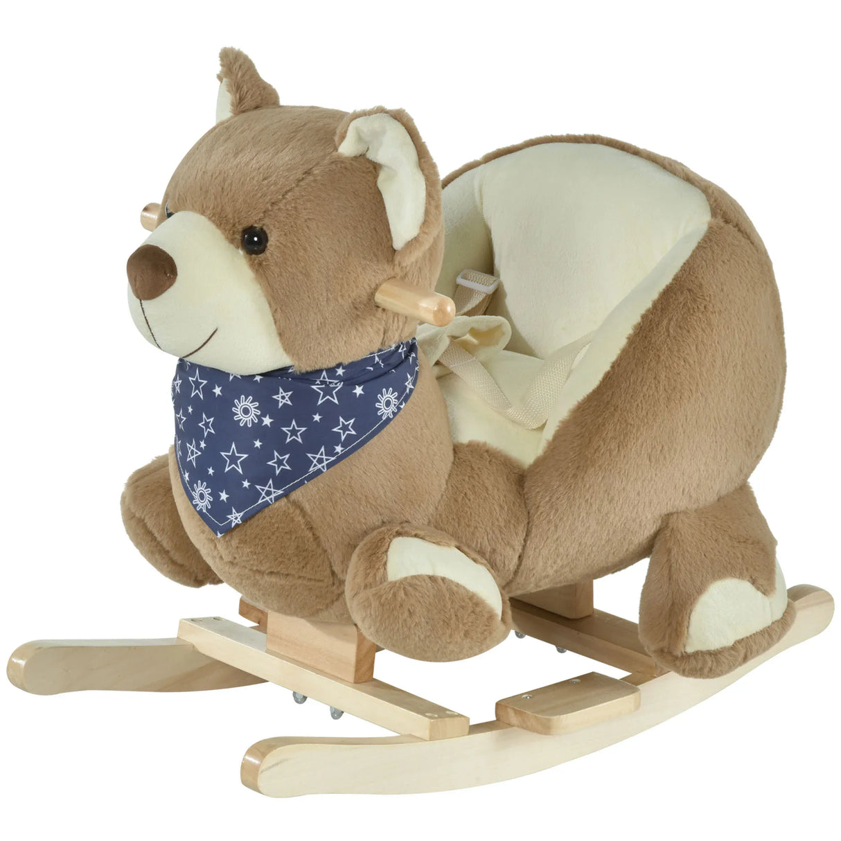 Bear Plush Toddler Rocking Horse With Lullaby and Pedals - Omega Lifestyles