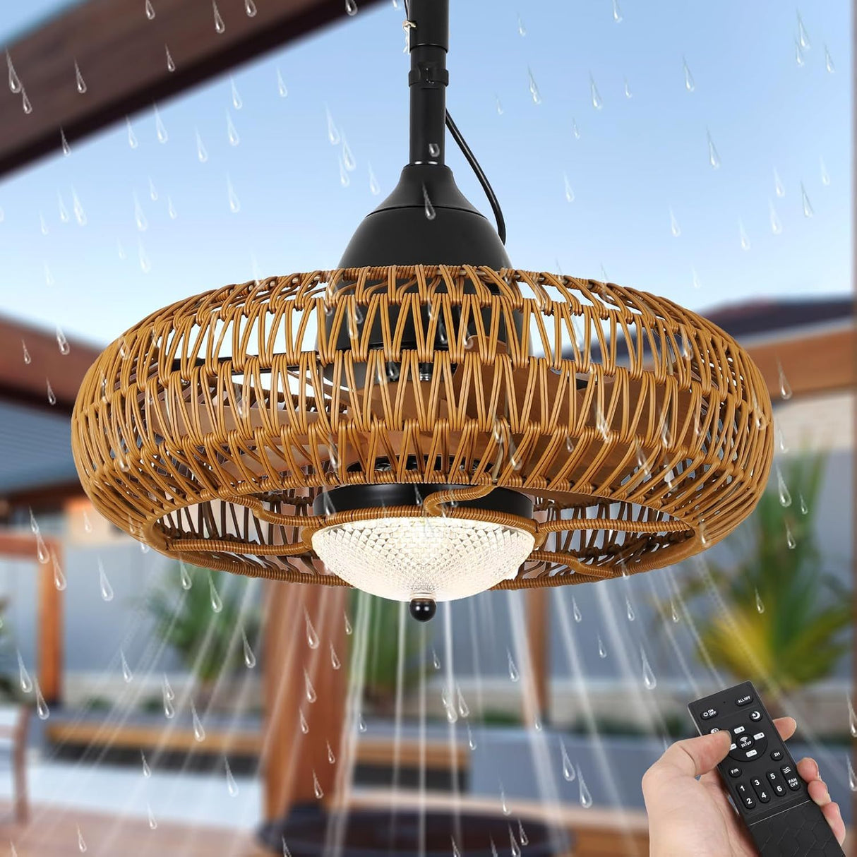Waterproof Indoor Outdoor Remote Control Ceiling Fan