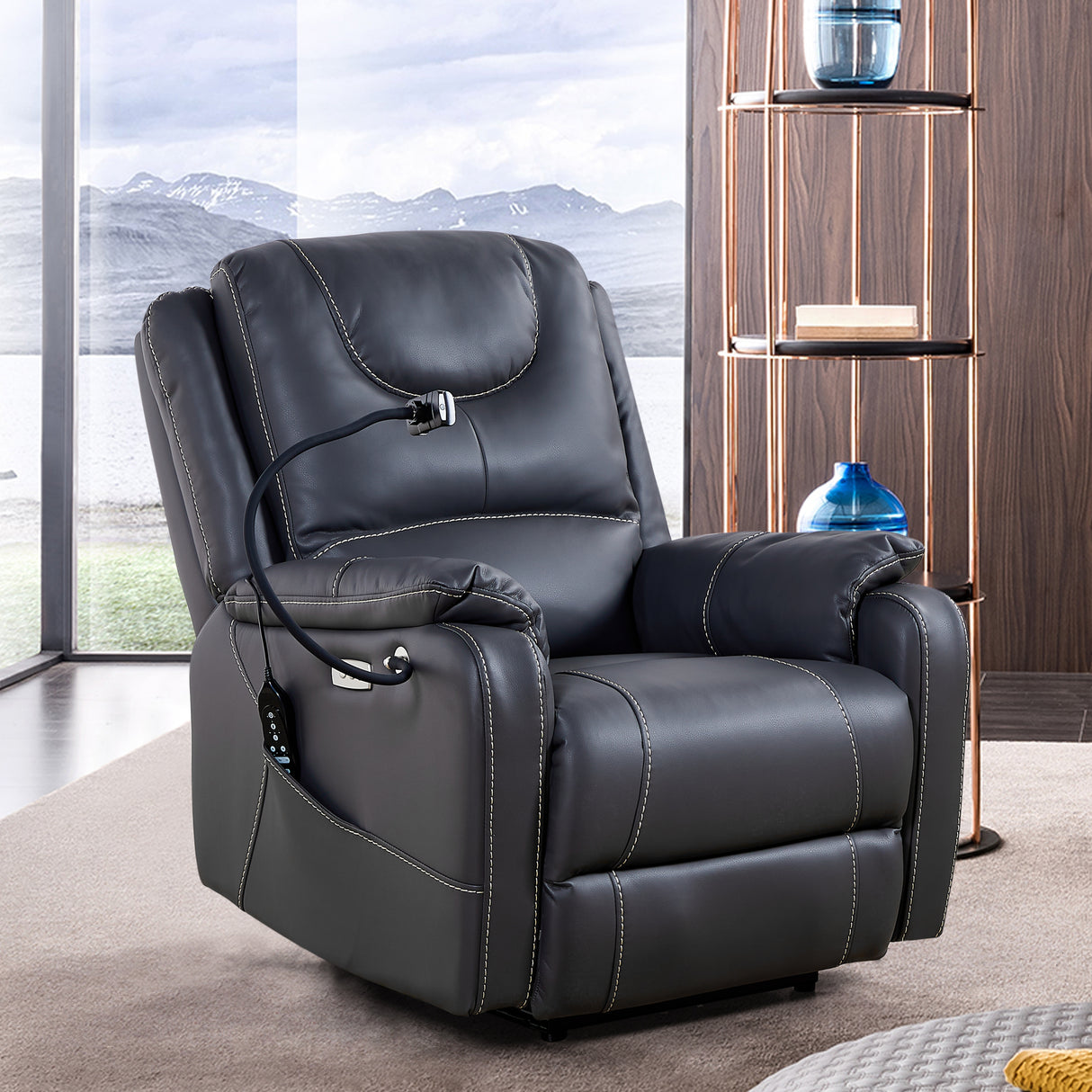 Zero Gravity Bonded Leather Medium-Soft Power Recliner Chair