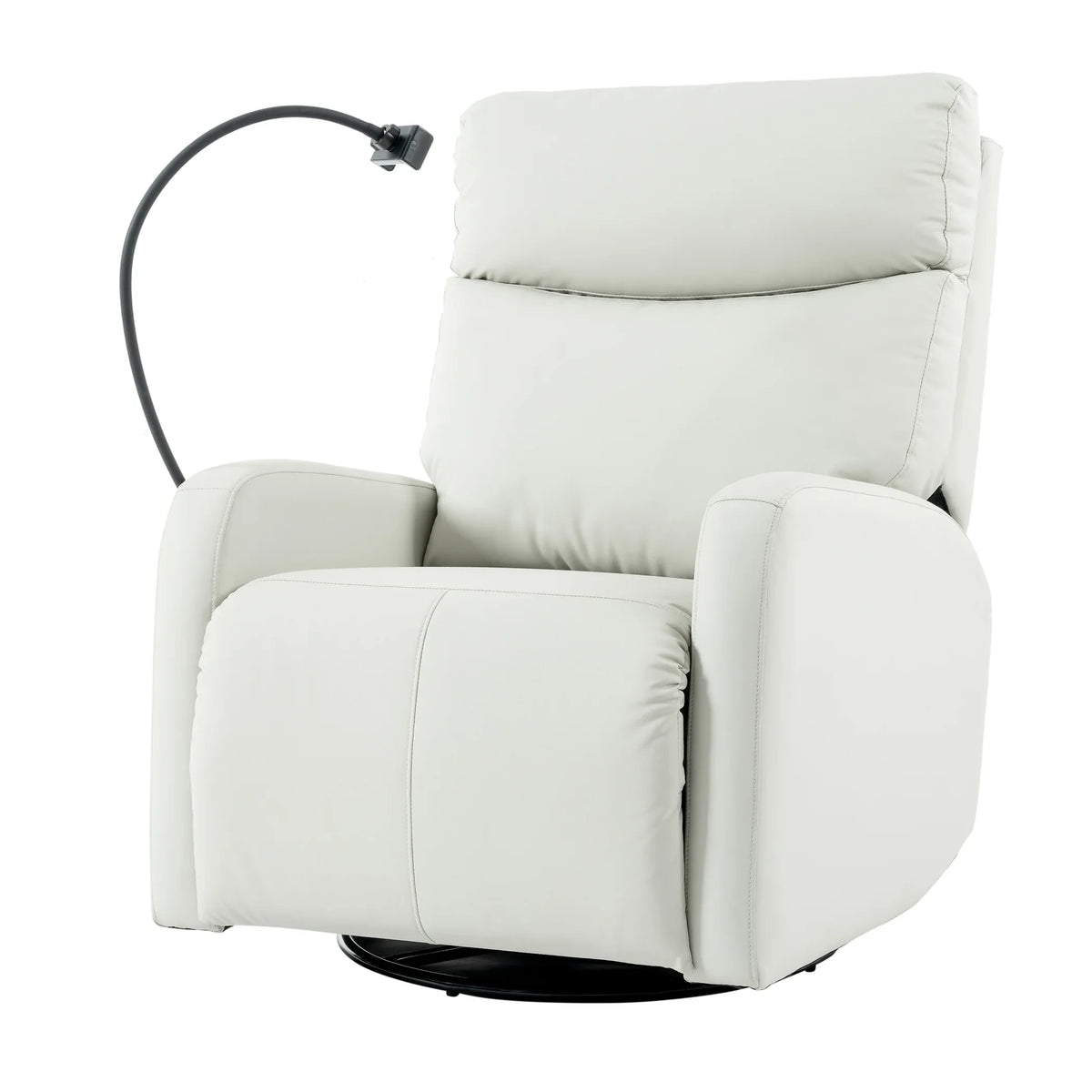 Modern Light Gray PU Rocking Recliner Chair With Footrest - Omega Lifestyles