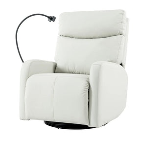 Modern Light Gray PU Rocking Recliner Chair With Footrest - Omega Lifestyles