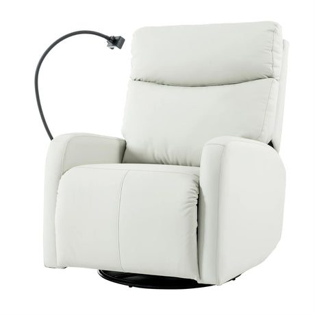 Modern Light Gray PU Rocking Recliner Chair With Footrest - Omega Lifestyles