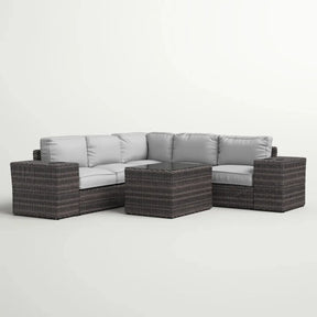 All-Weather Gray Wicker 8-Piece Outdoor Sectional Furniture Set - Omega Lifestyles