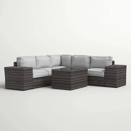 All-Weather Gray Wicker 8-Piece Outdoor Sectional Furniture Set - Omega Lifestyles