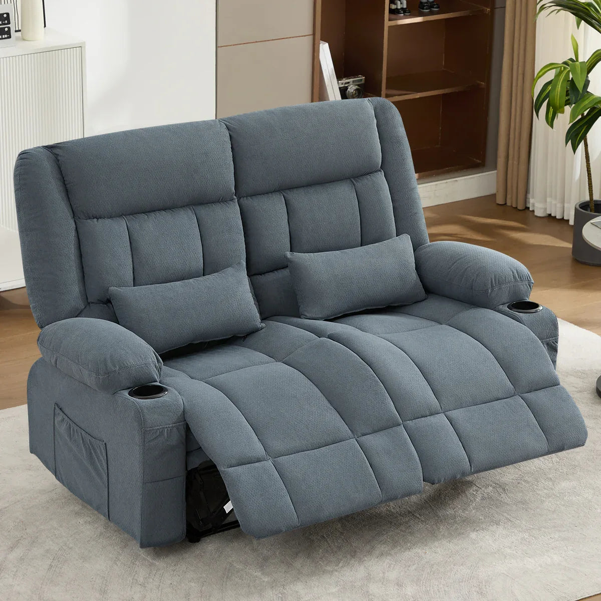Manual Reclining Oversized Soft Metal Frame Loveseat - Omega Lifestyles