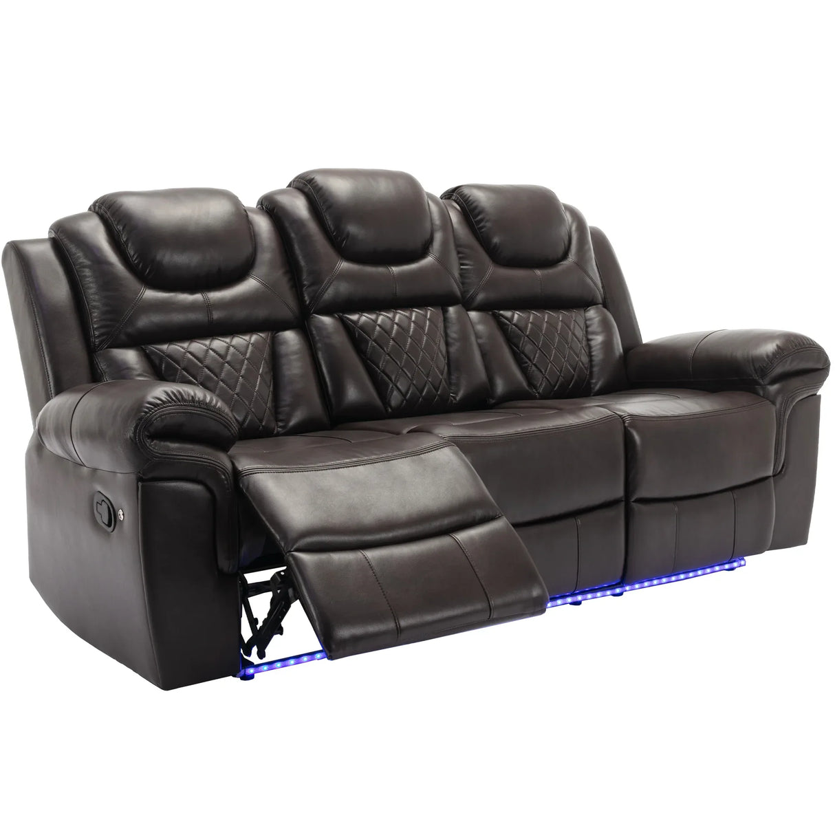 Manual Faux Leather Recliner Chair With LED Light Strip - Omega Lifestyles