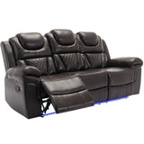 Manual Faux Leather Recliner Chair With LED Light Strip - Omega Lifestyles