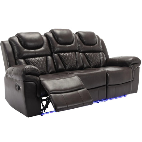 Manual Faux Leather Recliner Chair With LED Light Strip - Omega Lifestyles