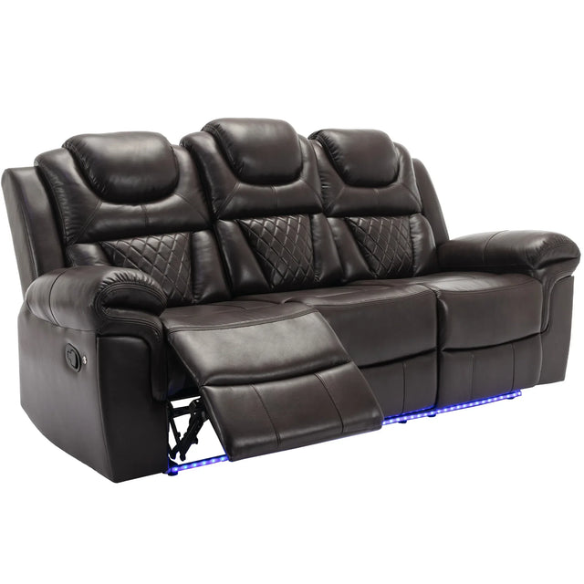 Manual Faux Leather Recliner Chair With LED Light Strip - Omega Lifestyles