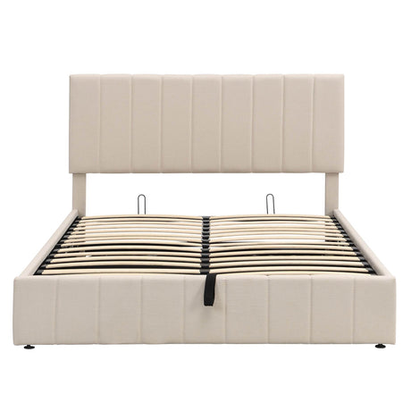 Queen Upholstered Platform Bed With Hydraulic Storage System - Omega Lifestyles