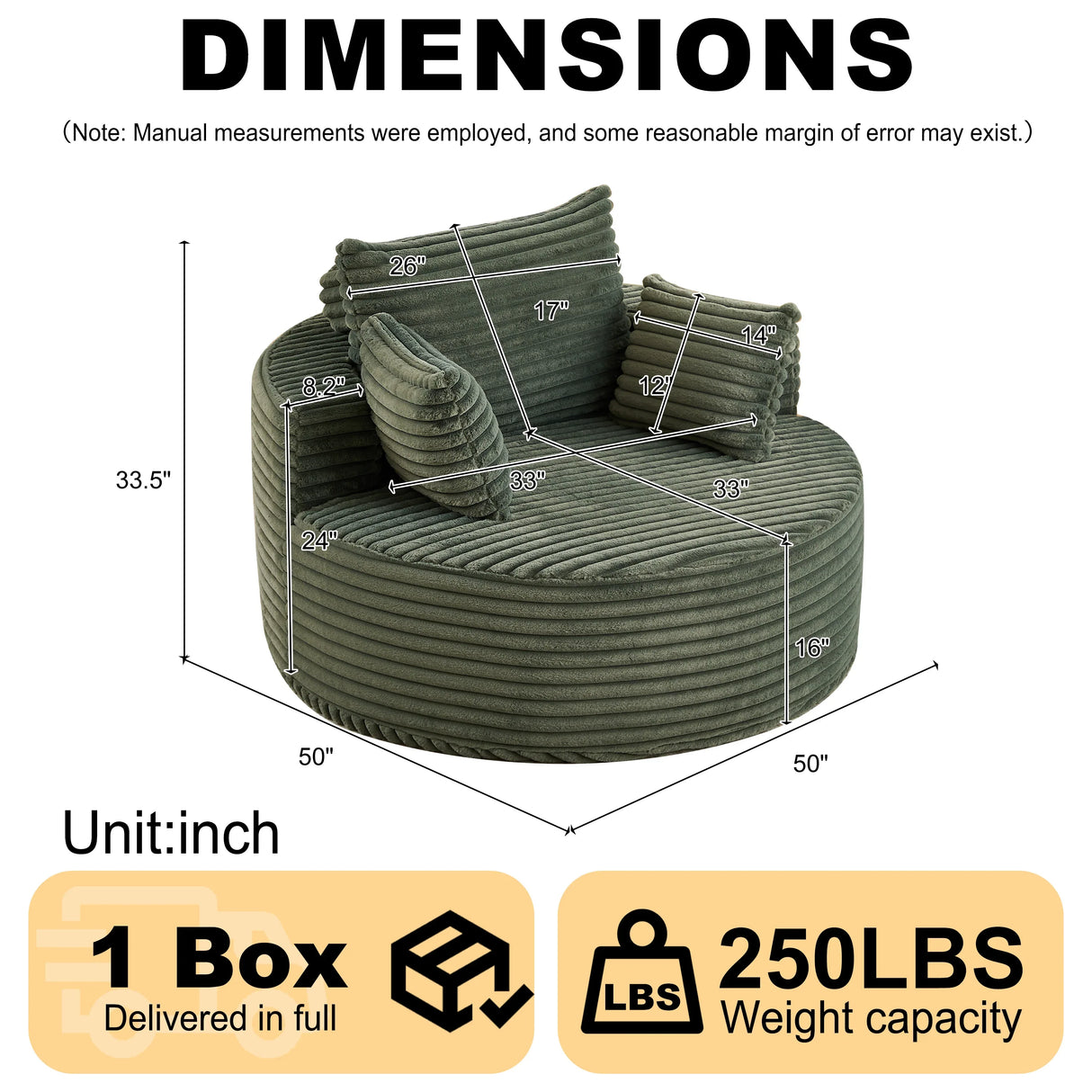 Corduroy Foam Modular Sleeper Chair No Assembly Required - Omega Lifestyles