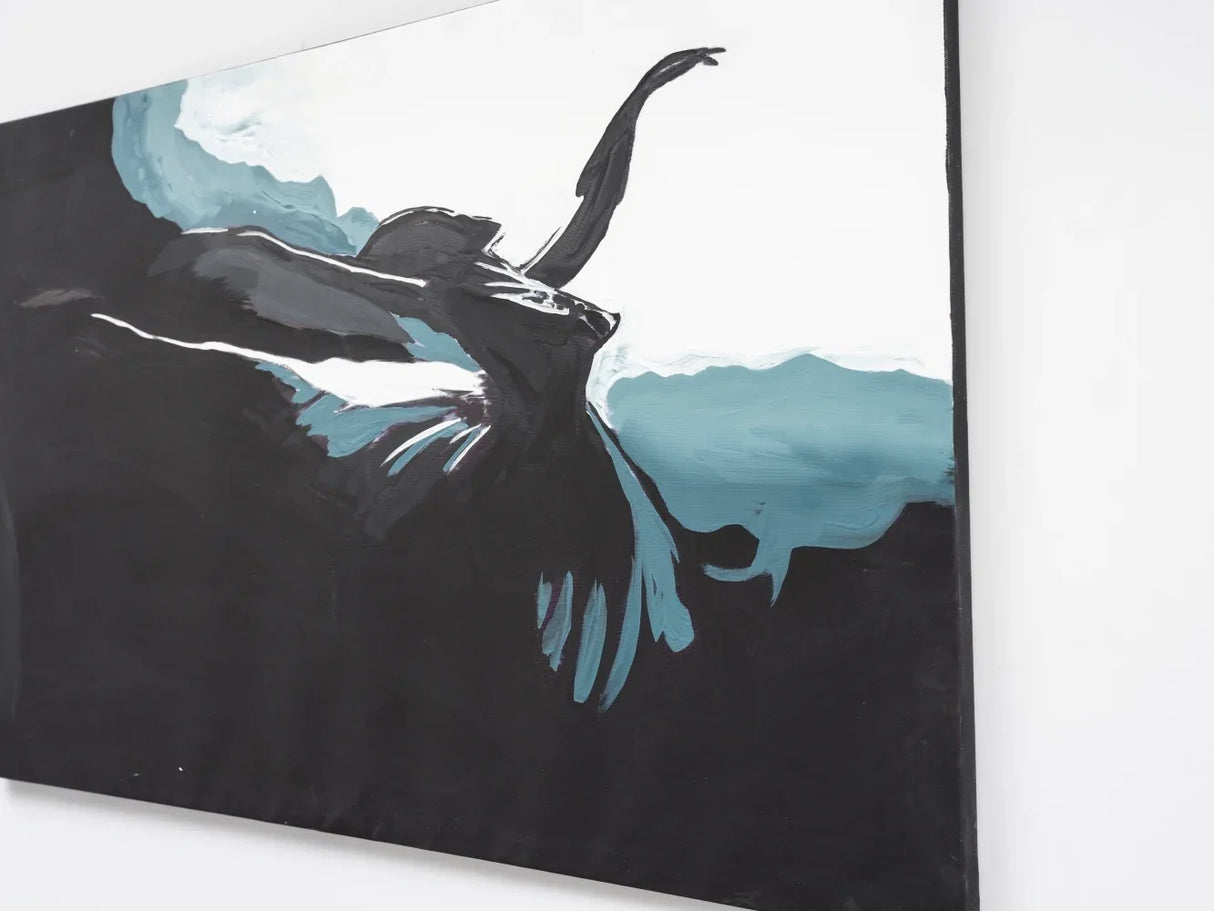 Oversized Hand-Painted Black Canvas Wall Art Painting - Omega Lifestyles